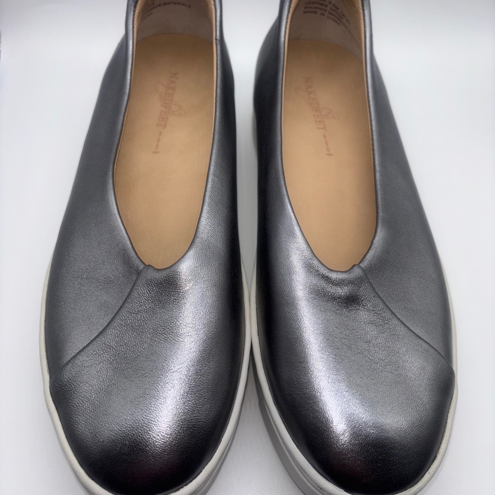 Naked Feet Silver Flats Minimalist Design